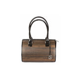 Carmen handbag - Made from real smoked oak wood and patent leather in crocodile look