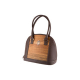 Abbey handbag - Made from real wood Amazaque and brown cowhide
