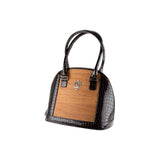 Abbey handbag - Made from real wood Amazaque and patent leather in crocodile look