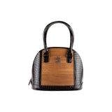 Abbey handbag - Made from real wood Amazaque and patent leather in crocodile look