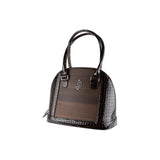 Abbey handbag - Made from real smoked oak wood and patent leather in crocodile look