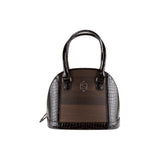 Abbey handbag - Made from real smoked oak wood and patent leather in crocodile look