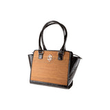 Sally Handbag - Made from genuine Amazaque wood and patent leather in crocodile look