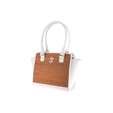 Sally handbag - Made from real wood Amazaque and white cowhide