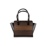 Sally handbag - Made from real smoked oak wood and patent leather in crocodile look