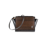 Mia handbag - Made from real smoked oak wood and patent leather in crocodile look