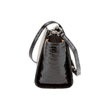 Mia handbag - Made from real smoked oak wood and patent leather in crocodile look