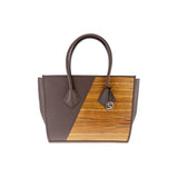 Betty handbag - Made from real wood Amazaque and brown cowhide