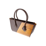 Betty handbag - Made from real wood Amazaque and brown cowhide