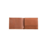 Pablo wallet - Made from real wood Amazaque and smooth leather cognac