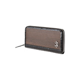 Lucy wallet - Made from real smoked oak wood and patent leather in crocodile look