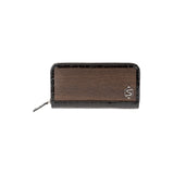 Lucy wallet - Made from real smoked oak wood and patent leather in crocodile look
