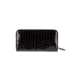 Lucy wallet - Made from real smoked oak wood and patent leather in crocodile look