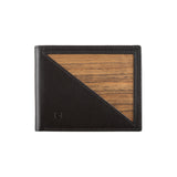 Pedro wallet - Made from real wood Amazaque and smooth leather black