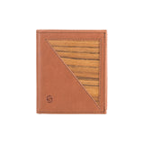 Pascal wallet - Made from real wood Amazaque and smooth leather cognac