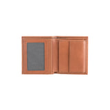 Pascal wallet - Made from real wood Amazaque and smooth leather cognac
