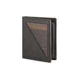 Pascal wallet - Made from real smoked oak wood and black smooth leather