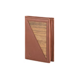Paul wallet - Made from real wood Amazaque and smooth leather cognac