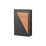 Paul wallet - Made from real wood Amazaque and smooth black leather