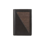 Paul wallet - Made from real smoked oak wood and black smooth leather