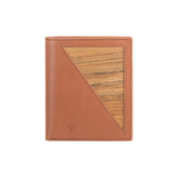Peter wallet - Made from real wood Amazaque and smooth leather cognac