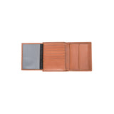 Peter wallet - Made from real wood Amazaque and smooth leather cognac