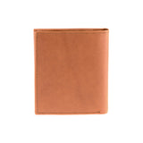 Peter wallet - Made from real wood Amazaque and smooth leather cognac