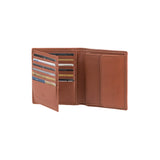 Peter wallet - Made from real wood Amazaque and smooth leather cognac