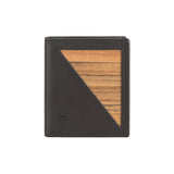 Peter wallet - Made from real wood Amazaque and smooth black leather