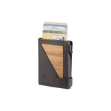 Flo wallet - without coin pocket - Made from real wood Amazaque and smooth leather black