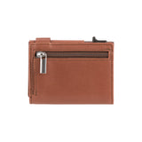 Fabio wallet - zippered coin pocket - made of real wood Amazaque and smooth leather cognac