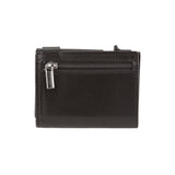 Fabio wallet - zippered coin pocket - made of real wood Amazaque and smooth black leather