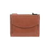 Fin wallet - button coin pocket - made of real wood Amazaque and smooth leather cognac