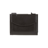 Fin wallet - button coin pocket - made of real wood Amazaque and smooth leather black