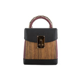 Lara handbag - Made from real wood Amazaque and smooth leather wine red