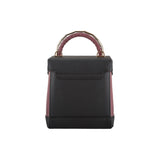 Lara handbag - Made from real wood Amazaque and smooth leather wine red