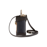 Lara handbag - Made from real wood Amazaque and smooth leather navy blue