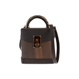 Lara handbag - Made from real smoked oak wood and black smooth leather