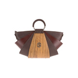 Amy handbag - Made from real wood Amazaque and smooth leather brown