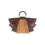 Amy handbag - Made from real wood Amazaque and smooth leather brown