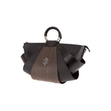 Amy handbag - Made from real smoked oak wood and black smooth leather