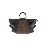 Amy handbag - Made from real smoked oak wood and black smooth leather