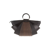 Amy handbag - Made from real smoked oak wood and black smooth leather
