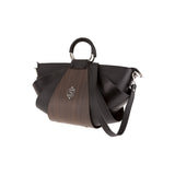 Amy handbag - Made from real smoked oak wood and black smooth leather