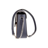 Laura handbag - Made from genuine Amazaque wood and Saffiano leather navy blue
