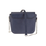 Laura handbag - Made from genuine Amazaque wood and Saffiano leather navy blue