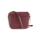 Laura handbag - Made from real smoked oak wood and wine-red Saffiano leather