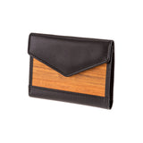 Linda wallet - Made from real wood Amazaque and smooth black leather