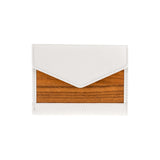 Linda wallet - Made from real wood Amazaque and smooth leather white