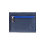 Linda wallet - Made from real wood Amazaque and smooth leather navy blue